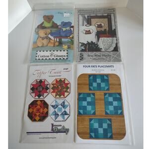 Assorted Lot/4 Sewing and Quilting Patterns Placemats Bears Shirts Mixed Media